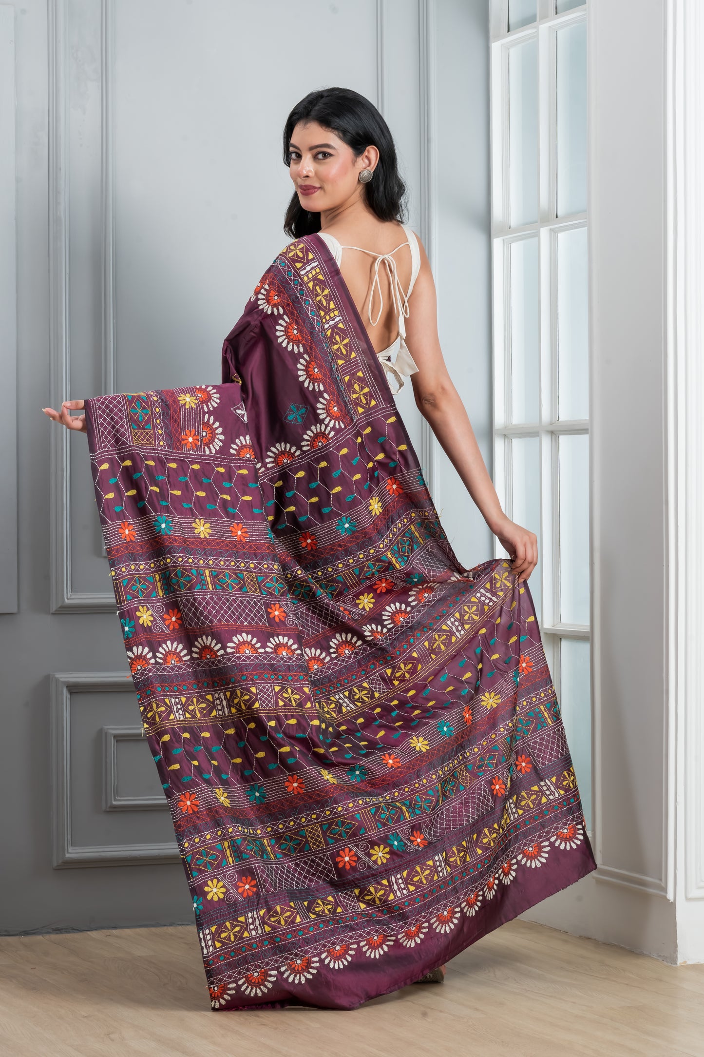 Hand Kantha Stitch Saree