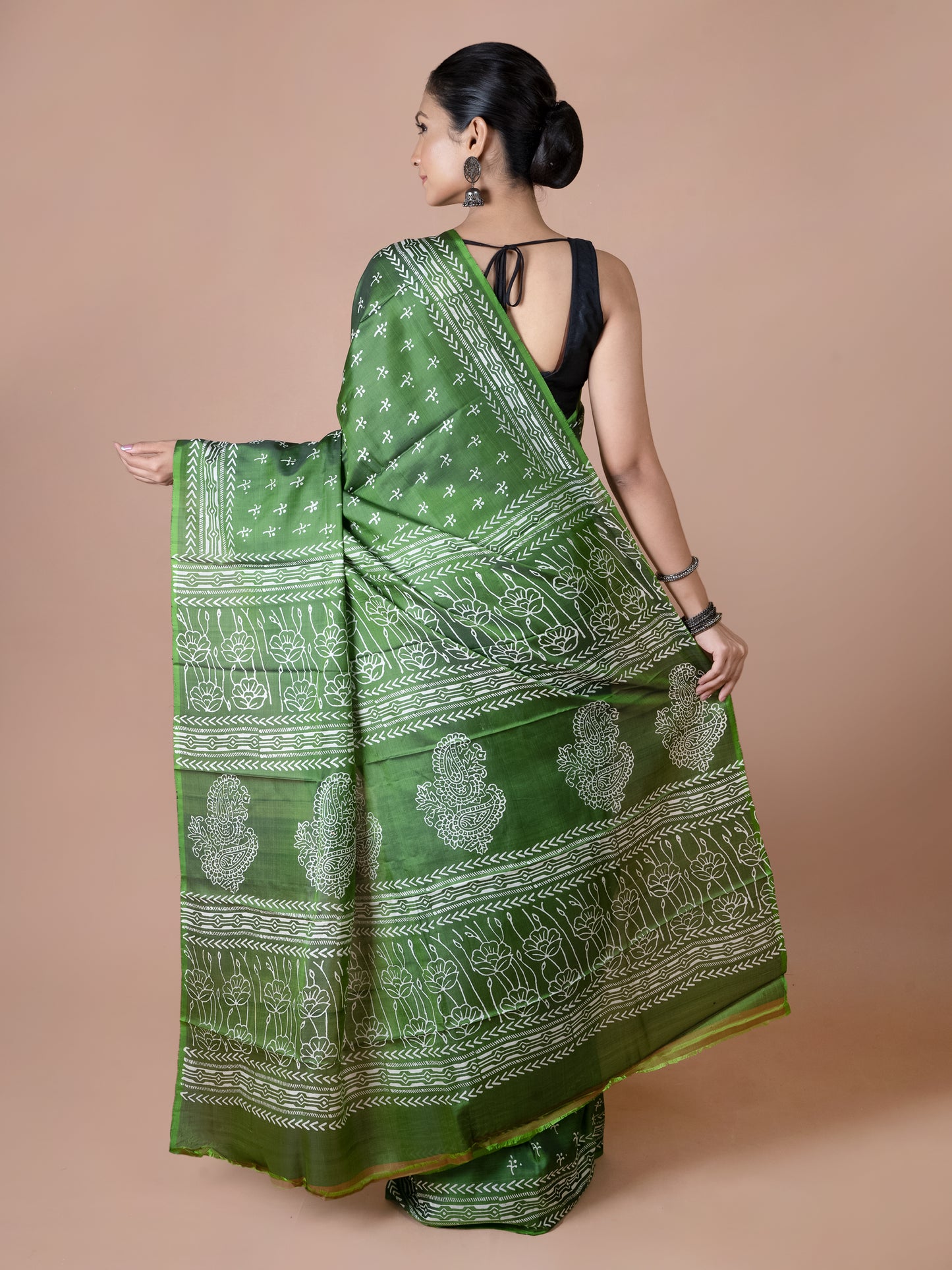 Green Murshidabad Silk Saree