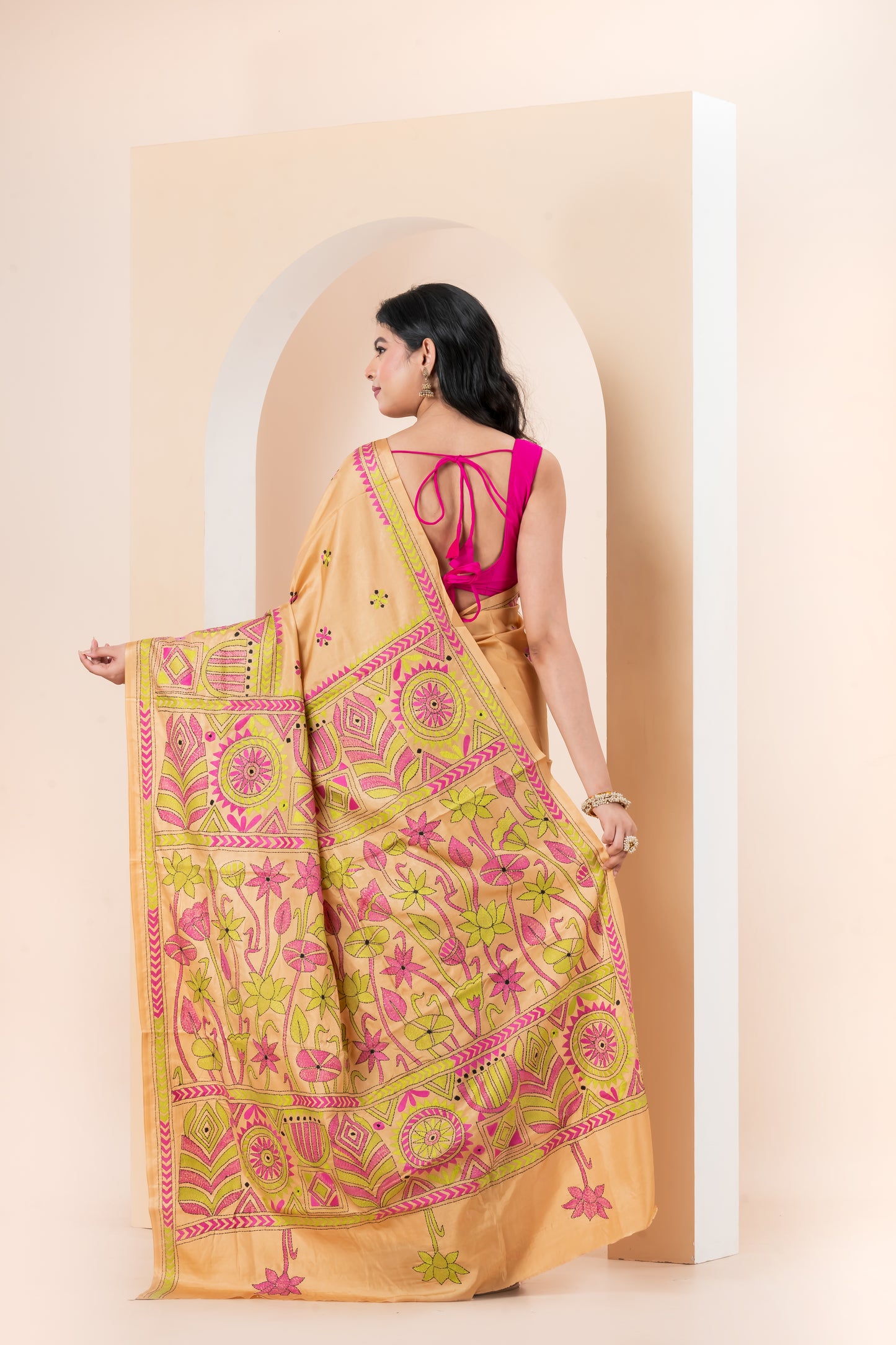 Kantha Stitch saree