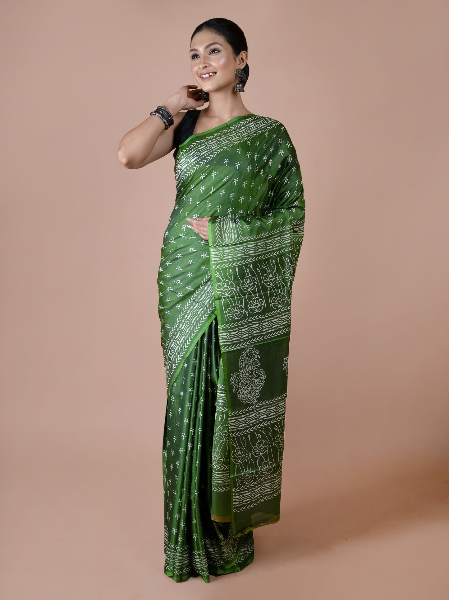 Green Murshidabad Silk Saree