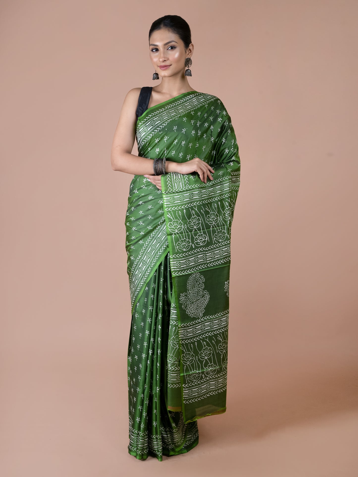 Green Murshidabad Silk Saree