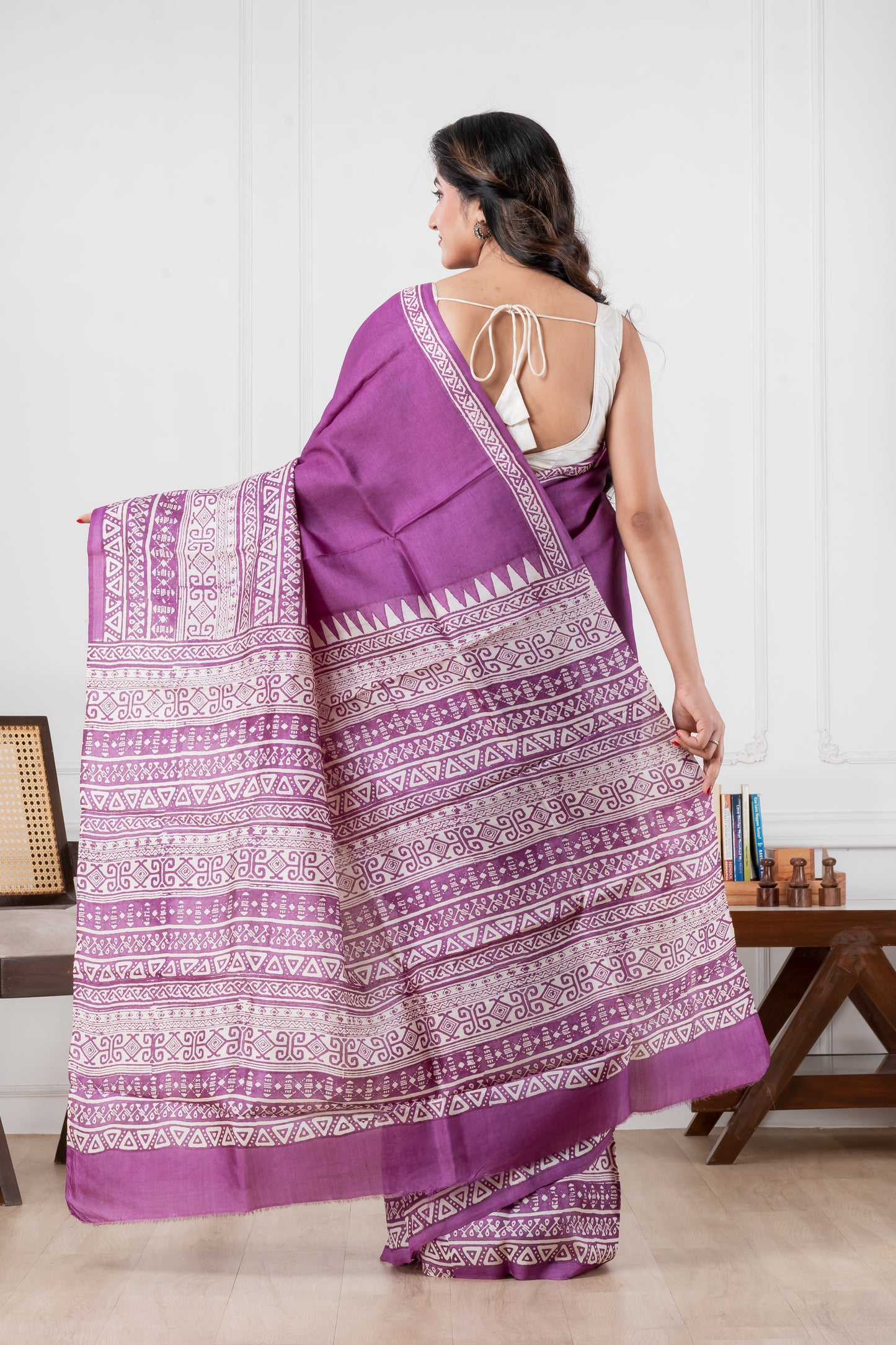 Purple Pure Tussar Saree