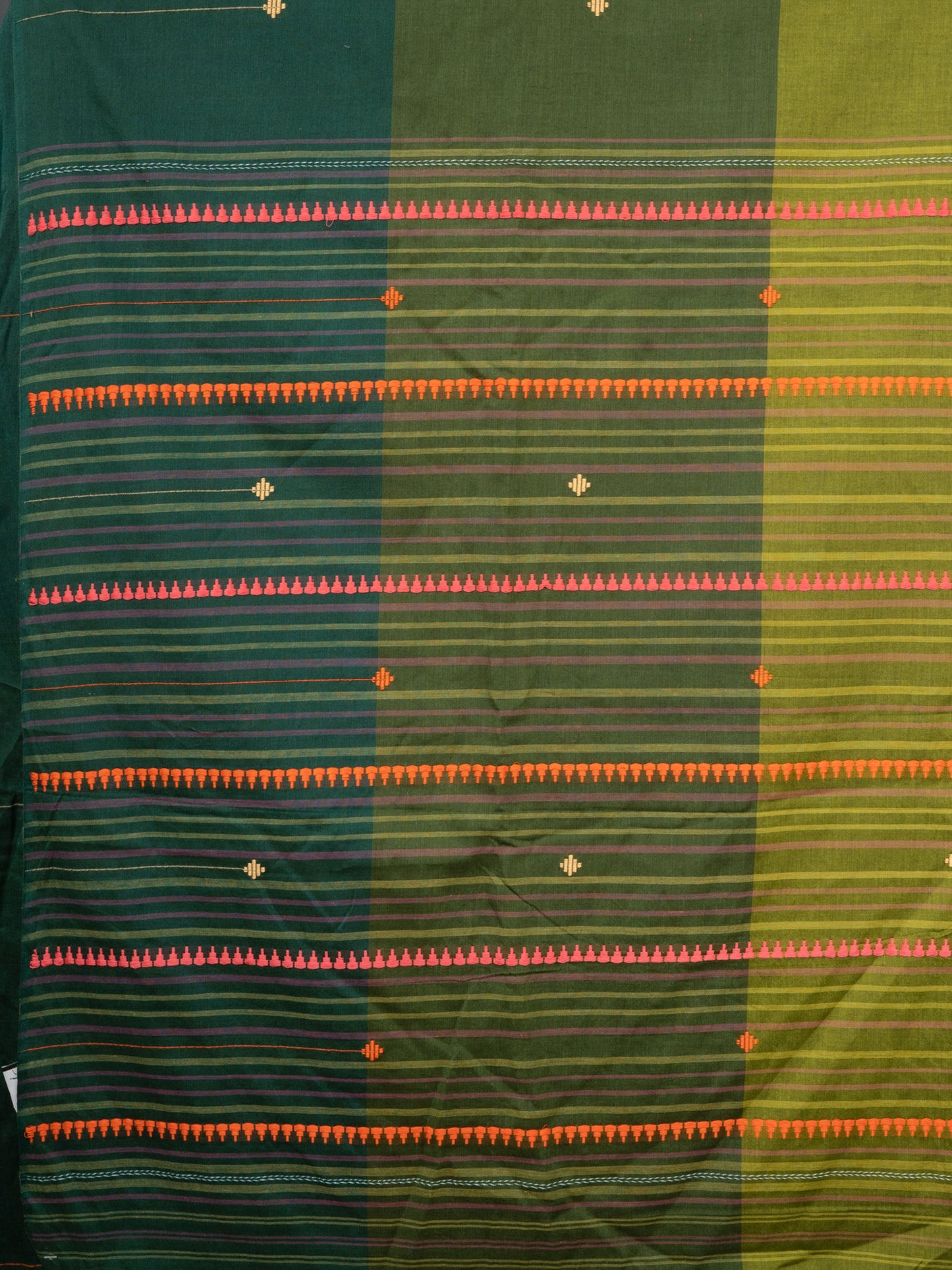 Deep Green and Light Green Dhonekhali Saree