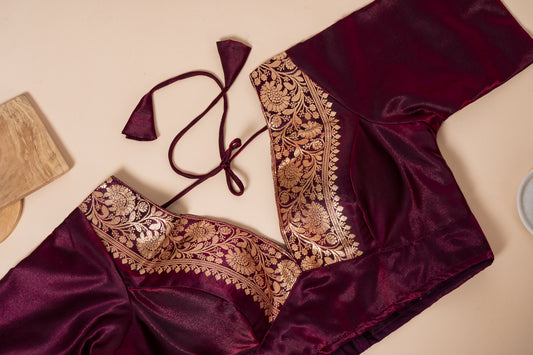 Pakhna purple Banarasi border blouse