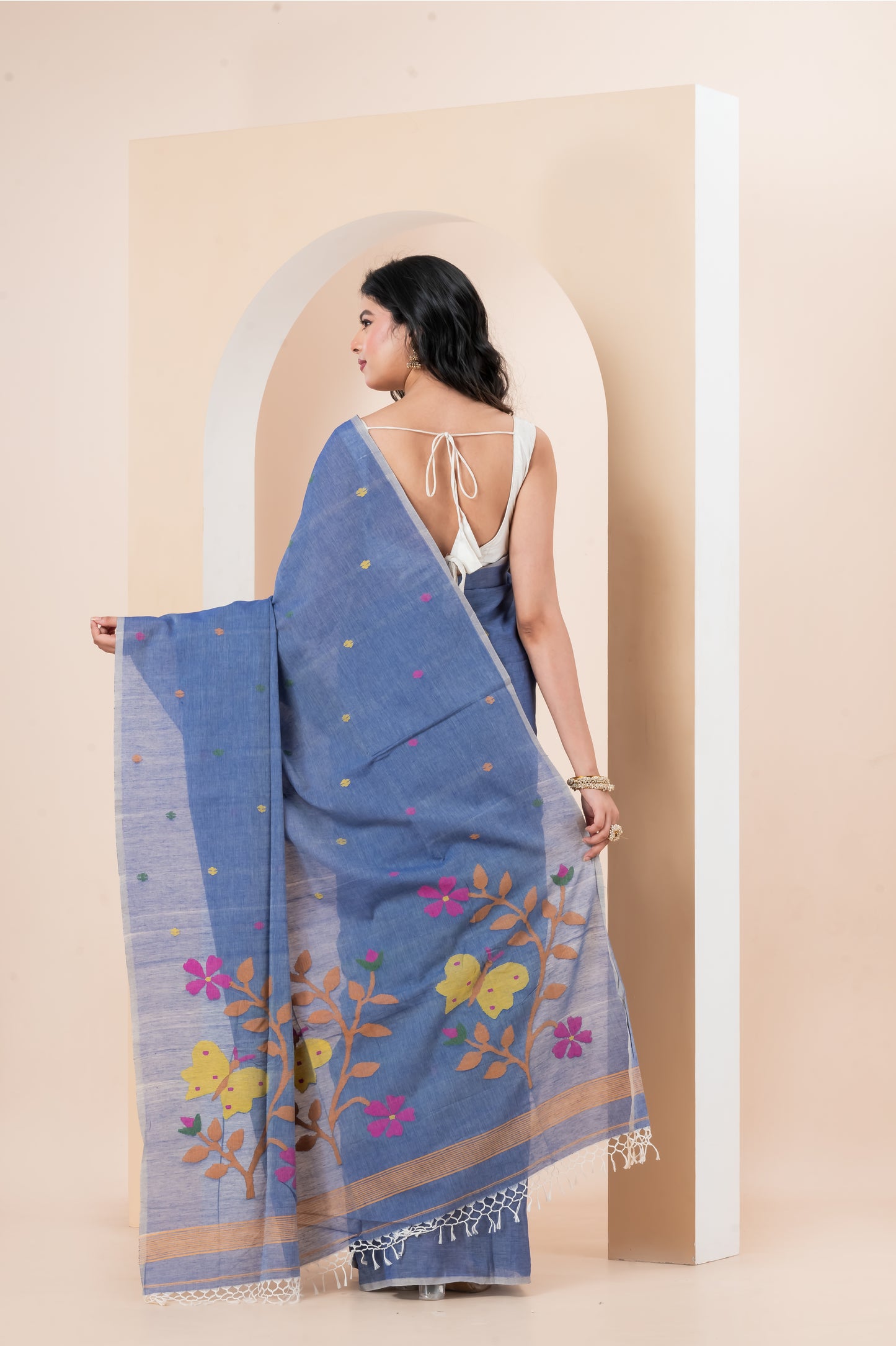 Pure Cotton handwoven needle work Jamdani Saree