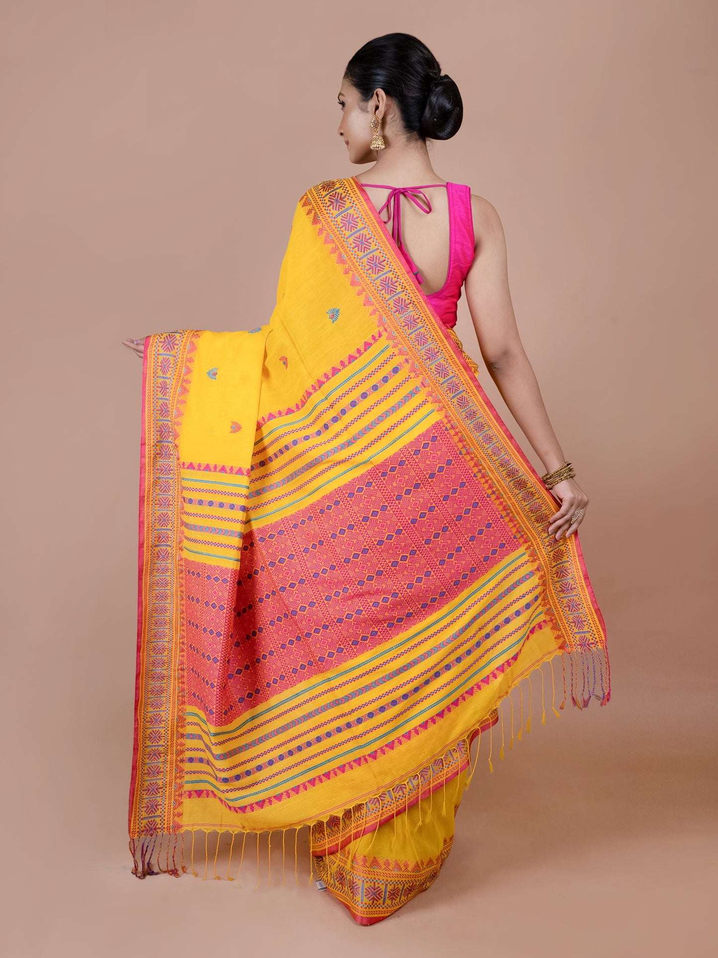 Mellow Mustard Bengal Cotton Saree