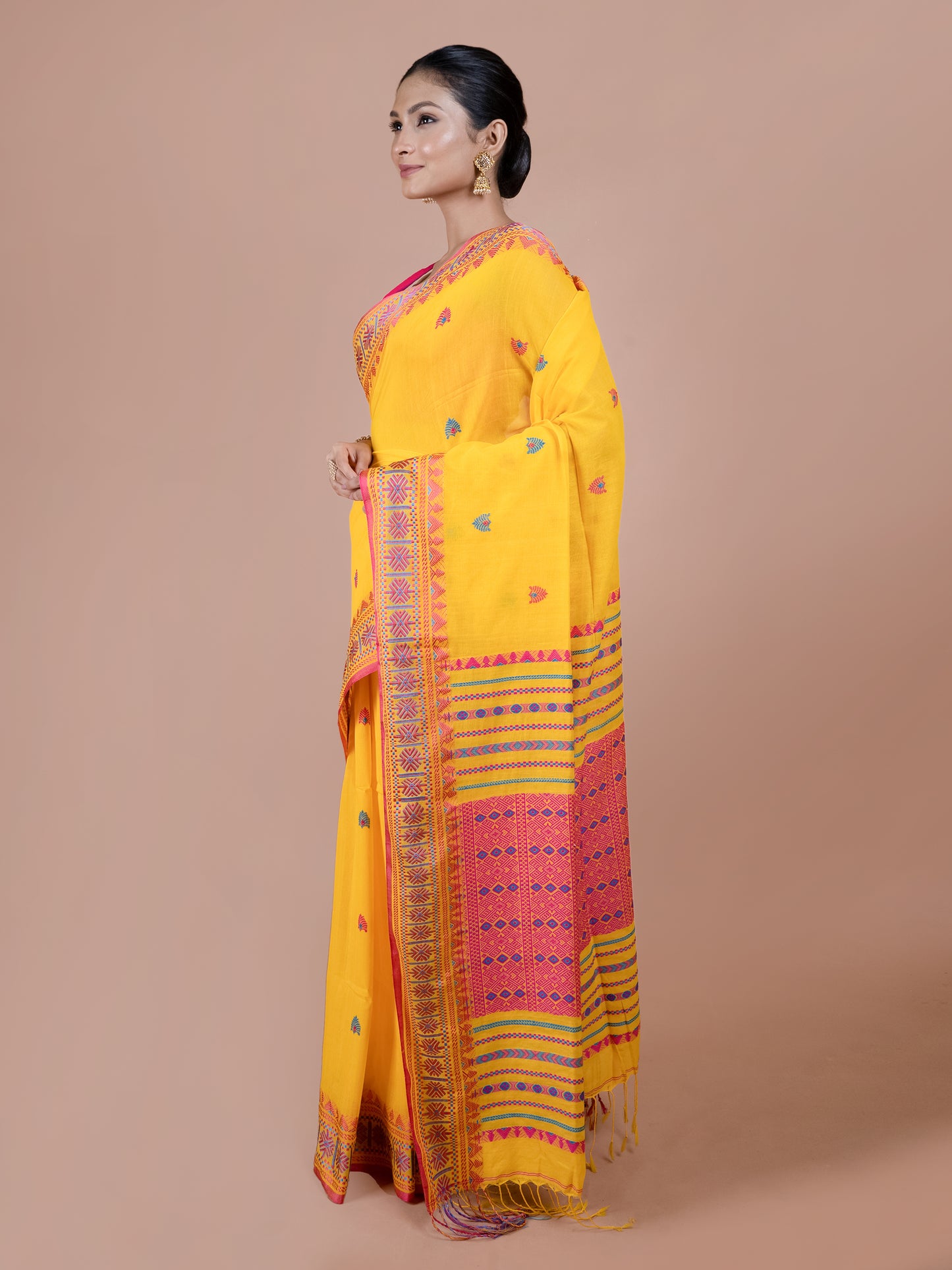 Mellow Mustard Bengal Cotton Saree
