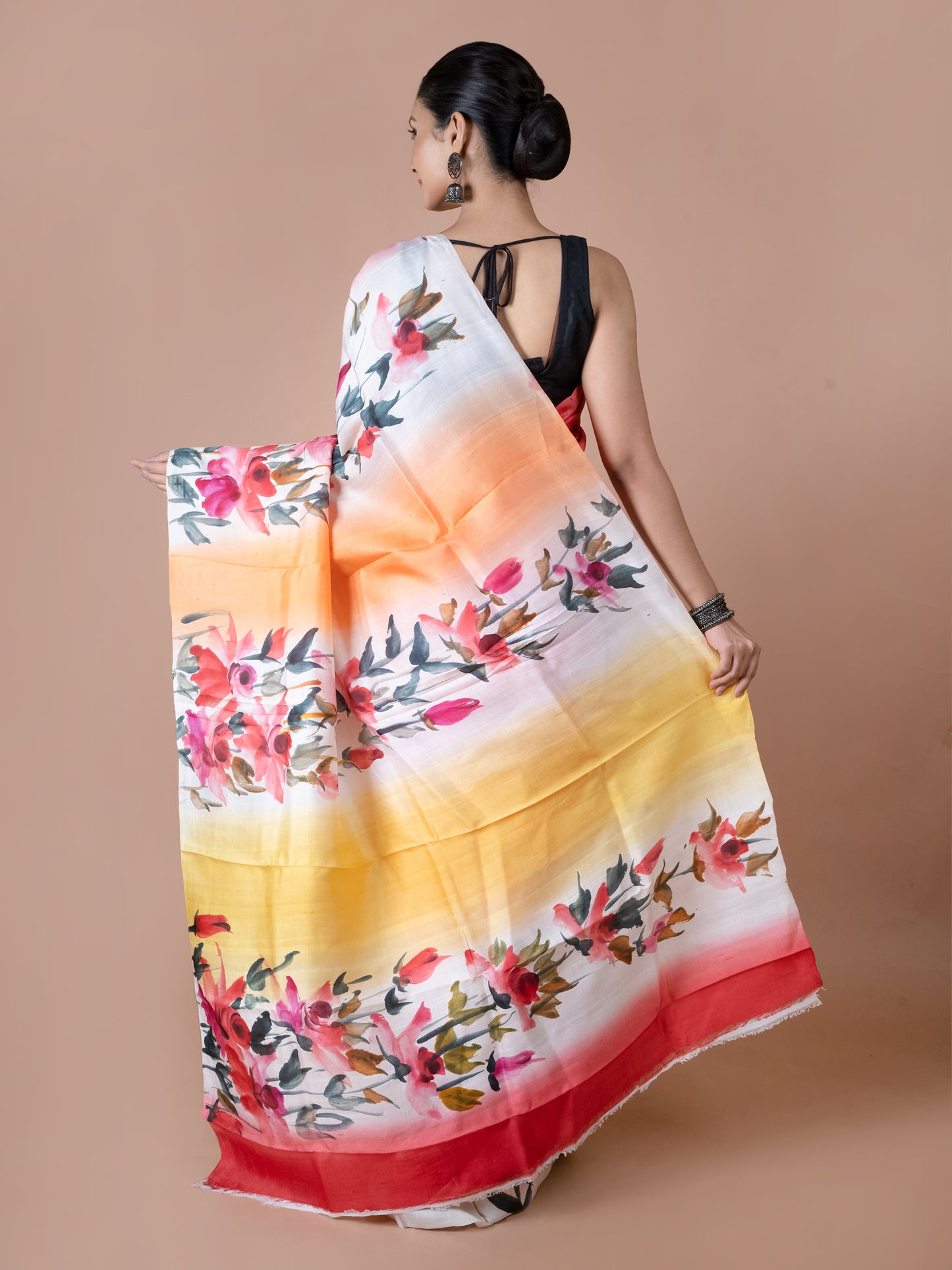Orange Murshidabad Silk Saree