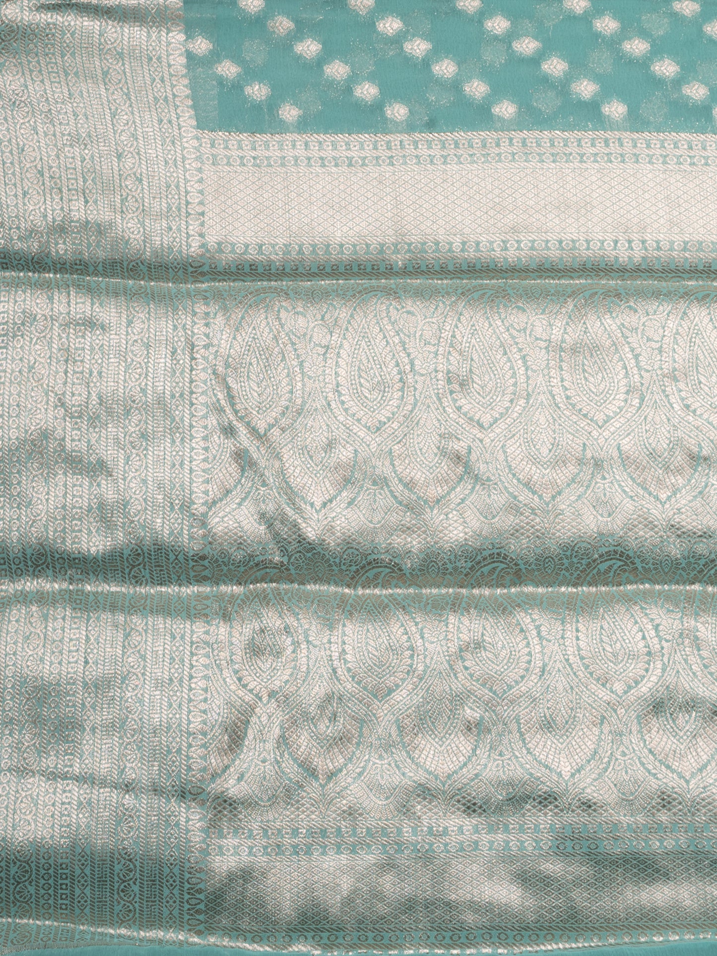 Whispering Blue Fancy Chiffon Benarasi Saree