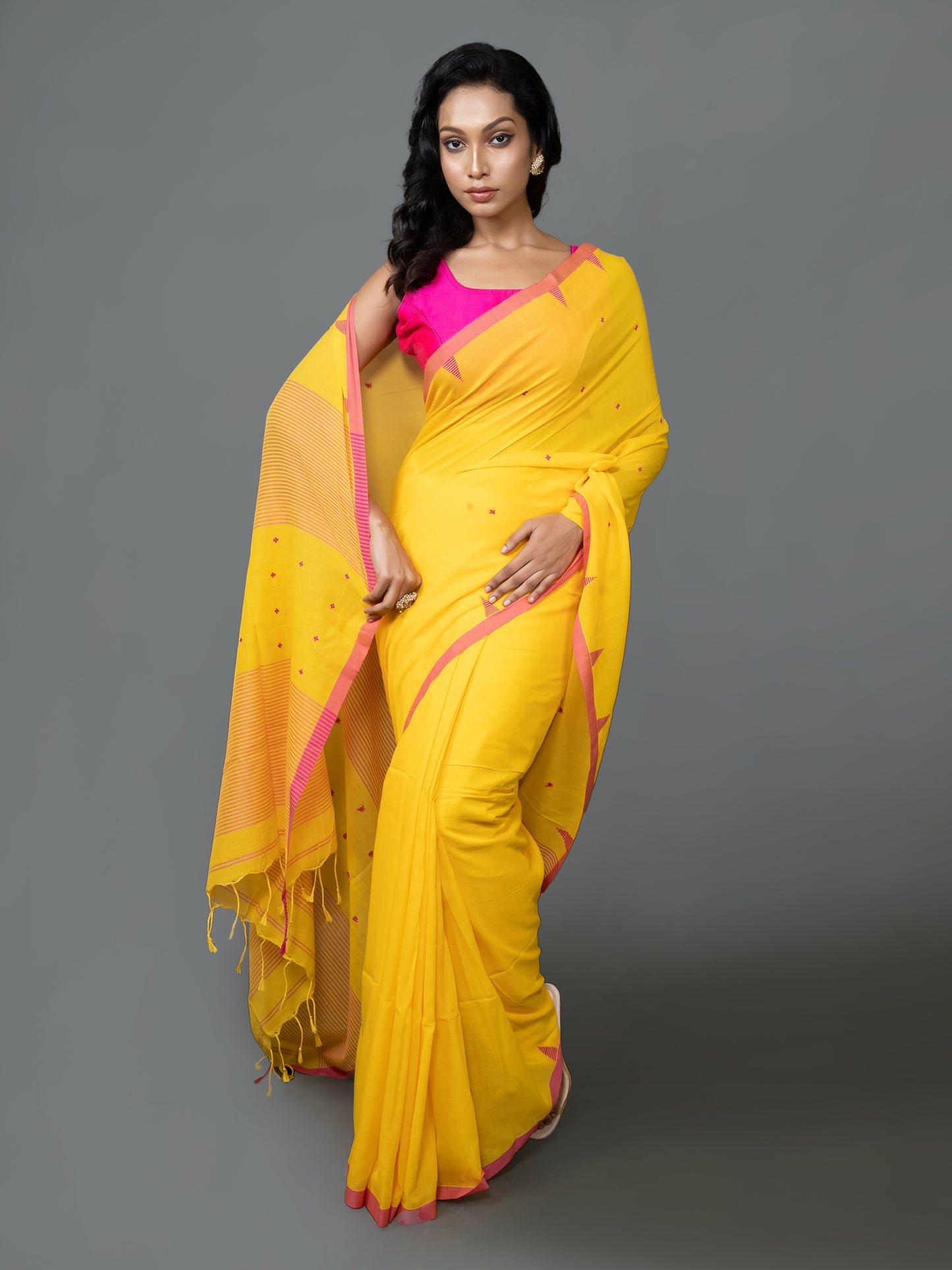 Haldi Bengal Cotton Jamdani Saree