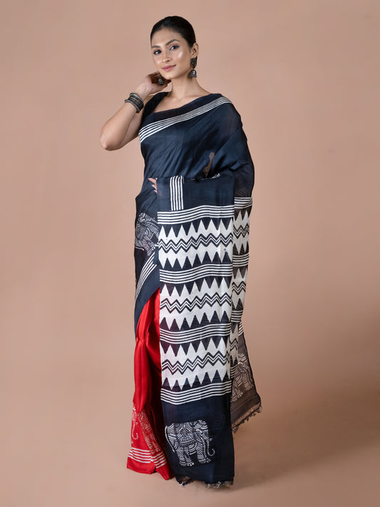 Lal-kalo Murshidabad Silk Saree