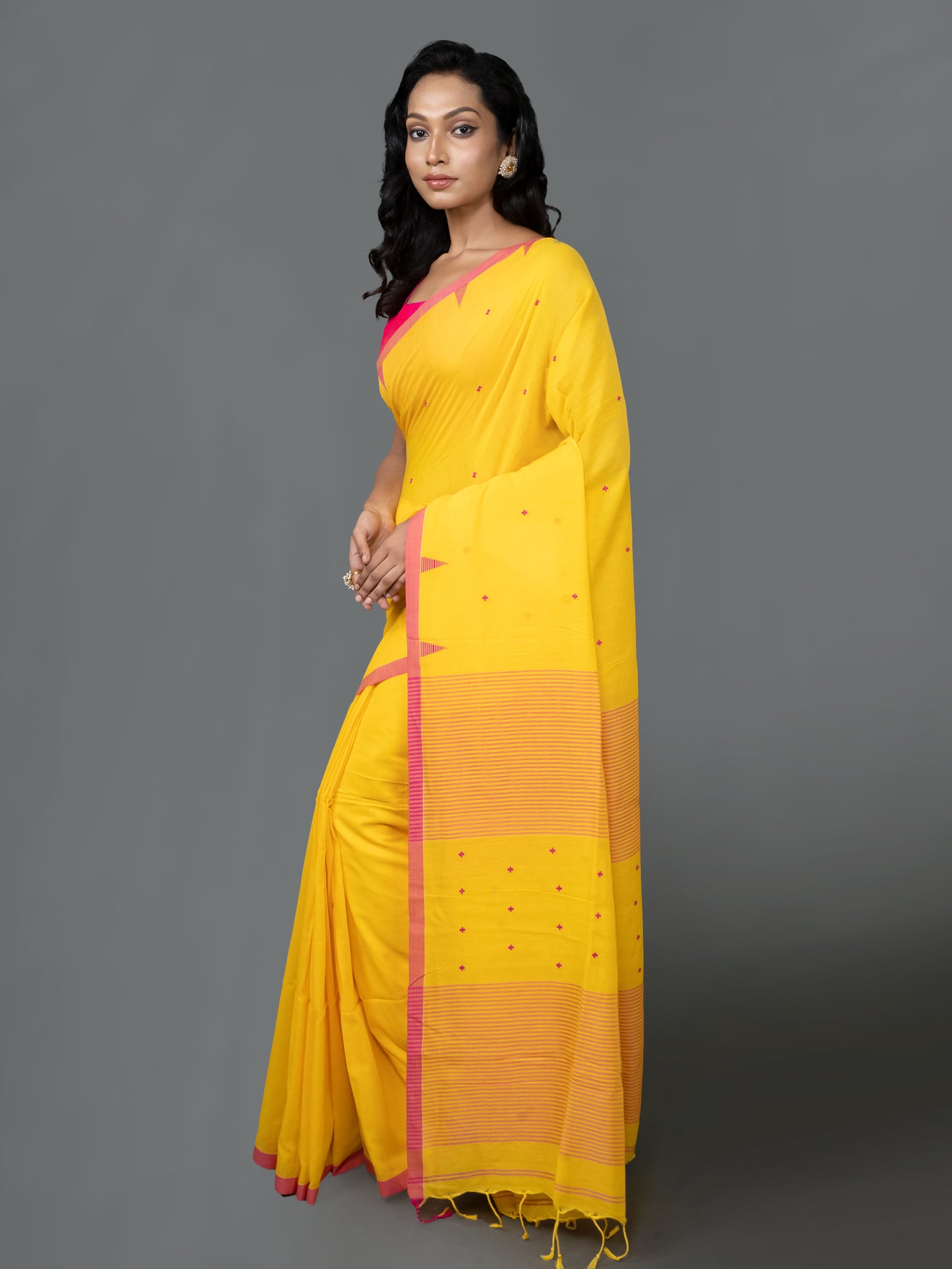 Haldi Bengal Cotton Jamdani Saree