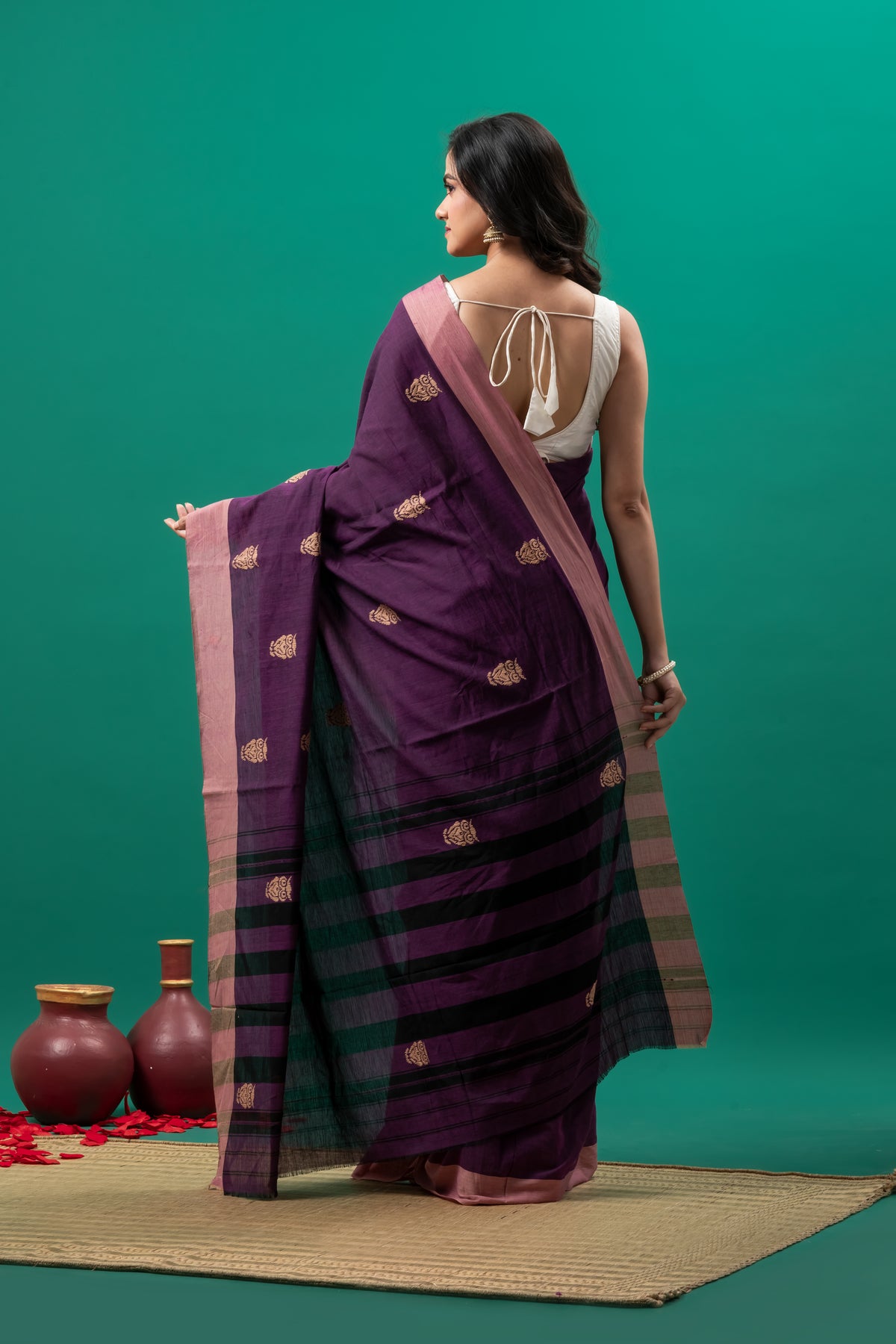 Purple Pure Cotton Handwoven Saree