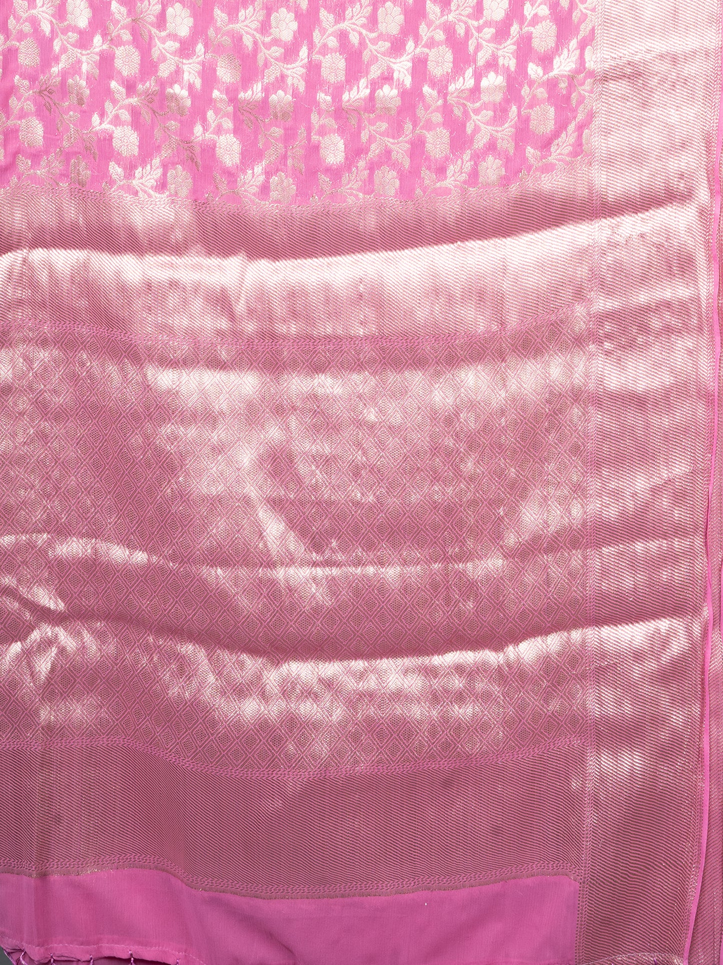 Pink Gulab Fancy Chiffon Benarasi Saree
