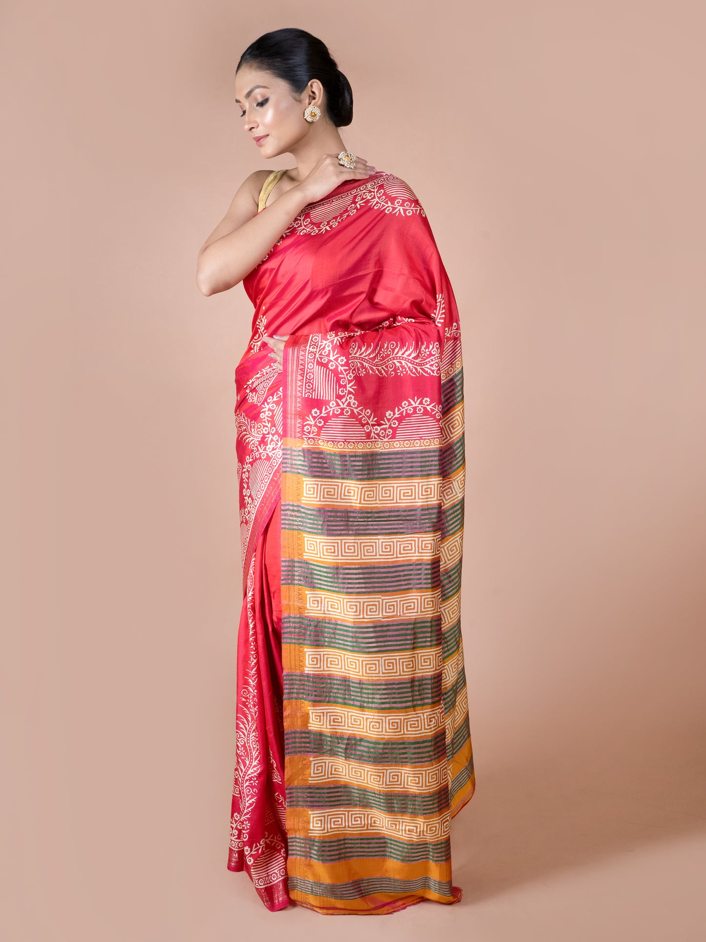 Red Murshidabad Silk