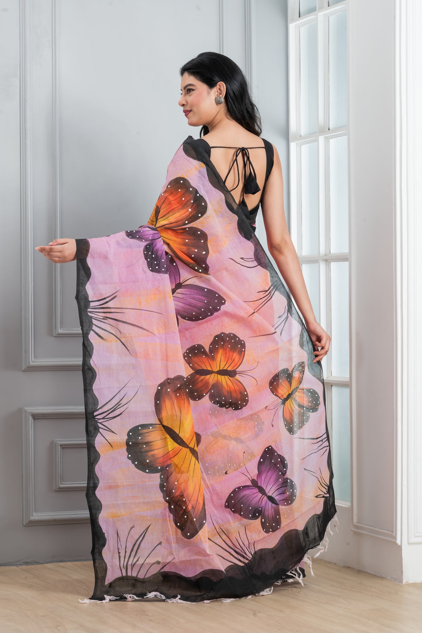 Hand painted cotton saree