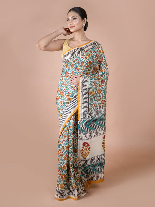 Kalamkari Print Chanderi Silk Saree