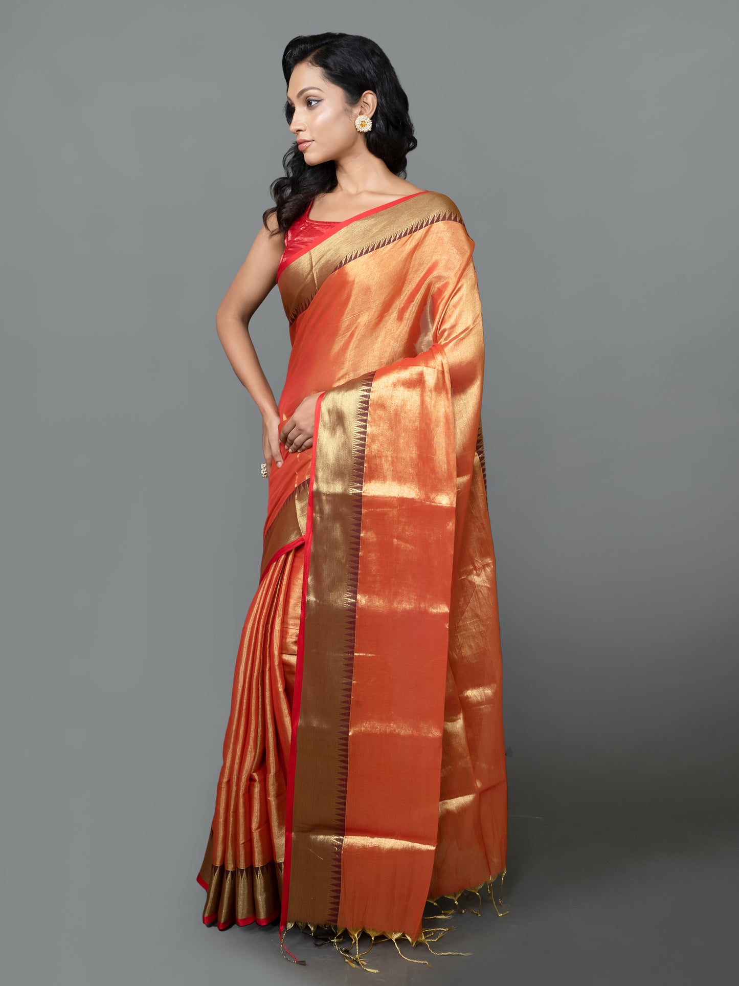 Kesar Zari Raga Tissue Saree