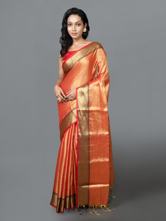 Kesar Zari Raga Tissue Saree