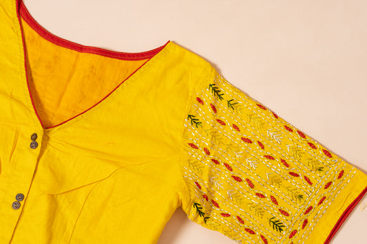 Pakhna hand Kantha stitch blouse