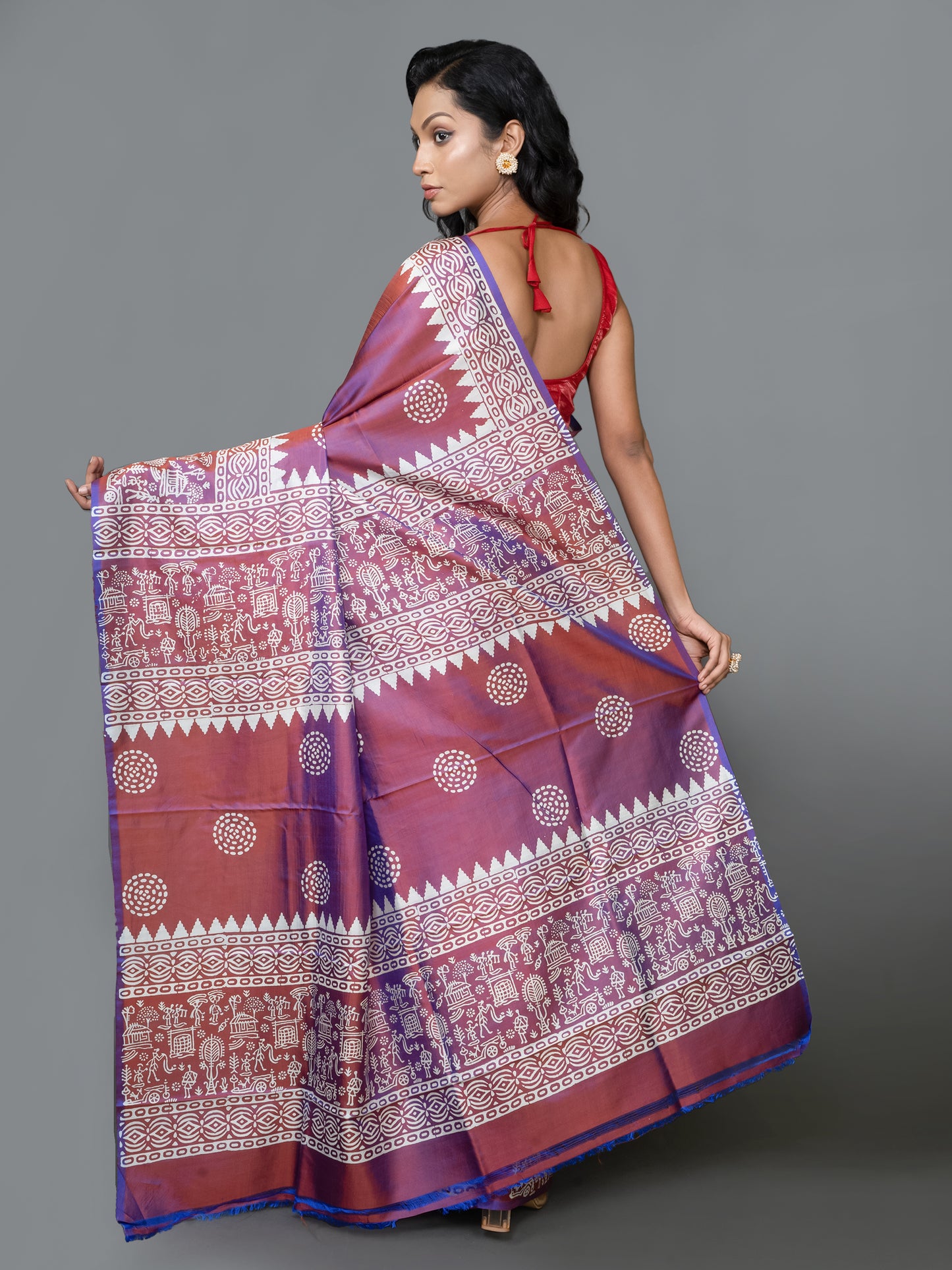 Violet Glitz Murshidabad Silk Saree