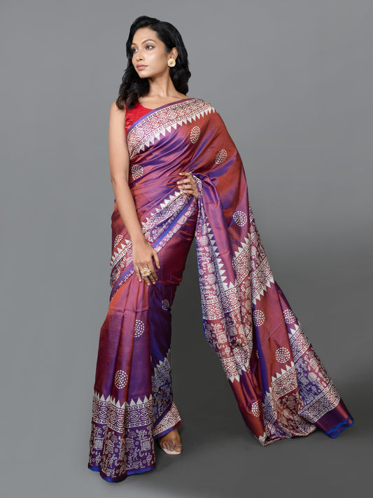 Violet Glitz Murshidabad Silk Saree