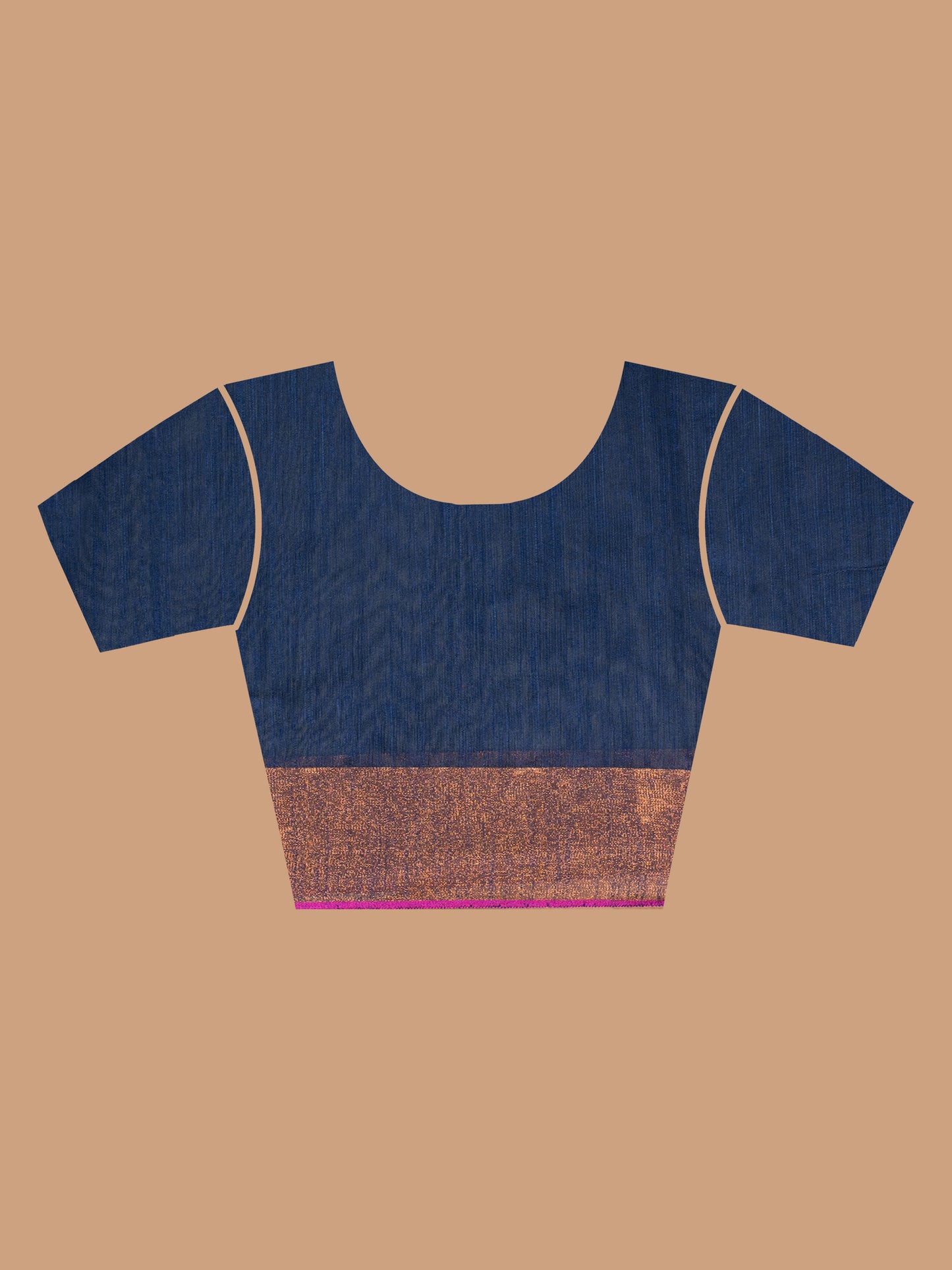 Navy Blue and Orange Silk Cotton Saree