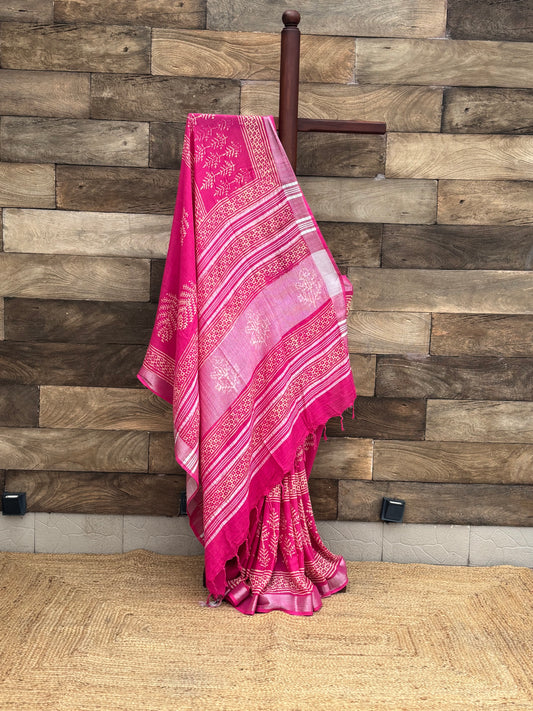Lilen printed Saree
