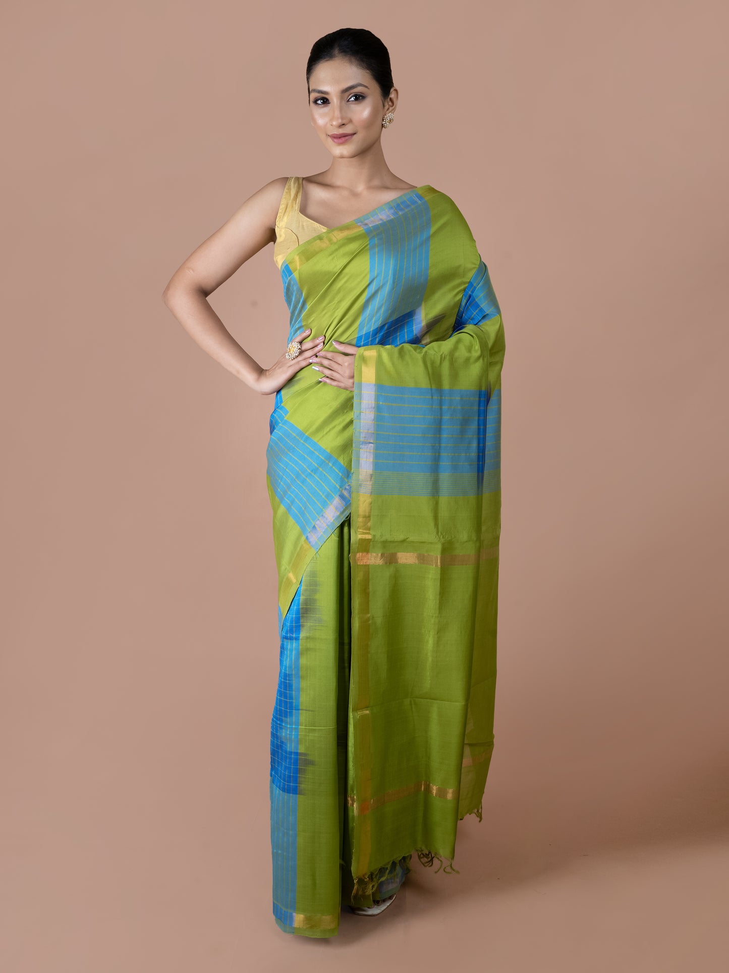 Green & Blue Kanchi Silk Cotton Saree