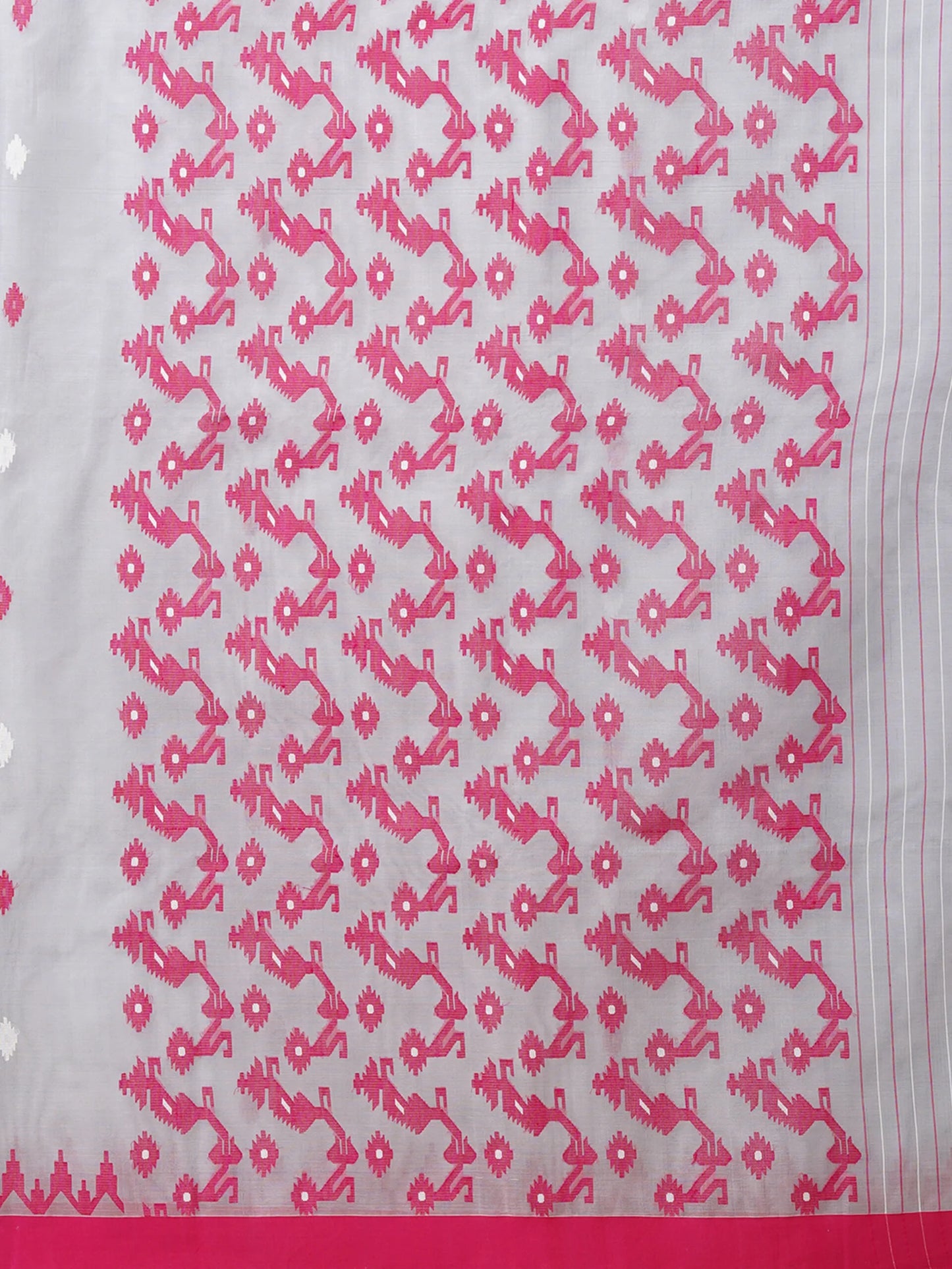 Grey & Pink Bengal Muslin Jamdani Saree