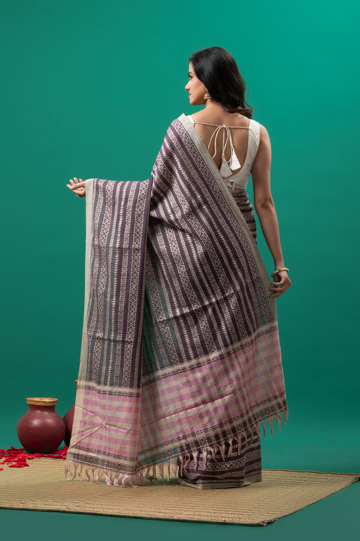 Full Body Work Dhonekhali Saree