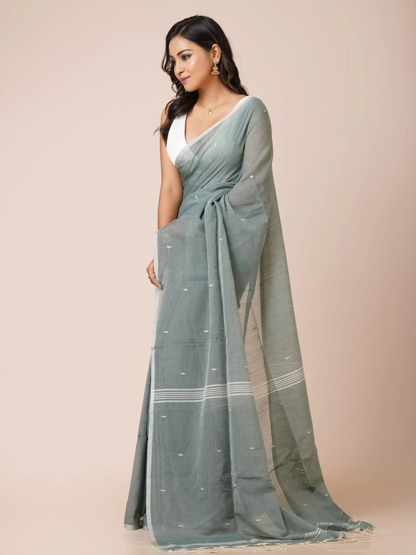 LEAF BLUSH PHULIA SOFT COTTON JAMDANI SAREE