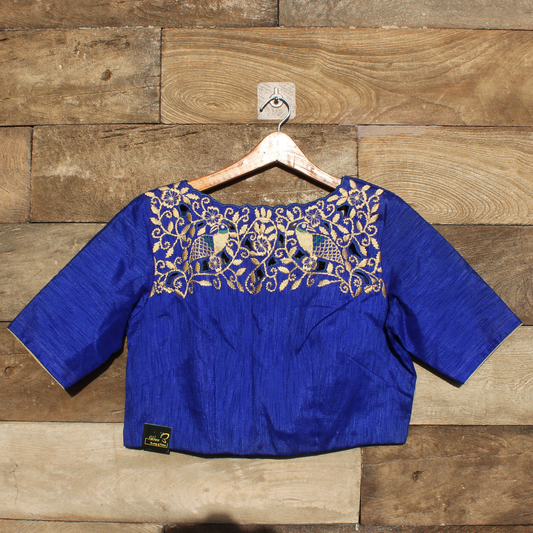 Blue Blouse with Intricate Design