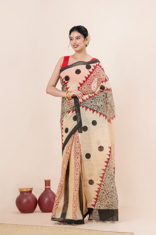 cotton Hand Block Print Saree