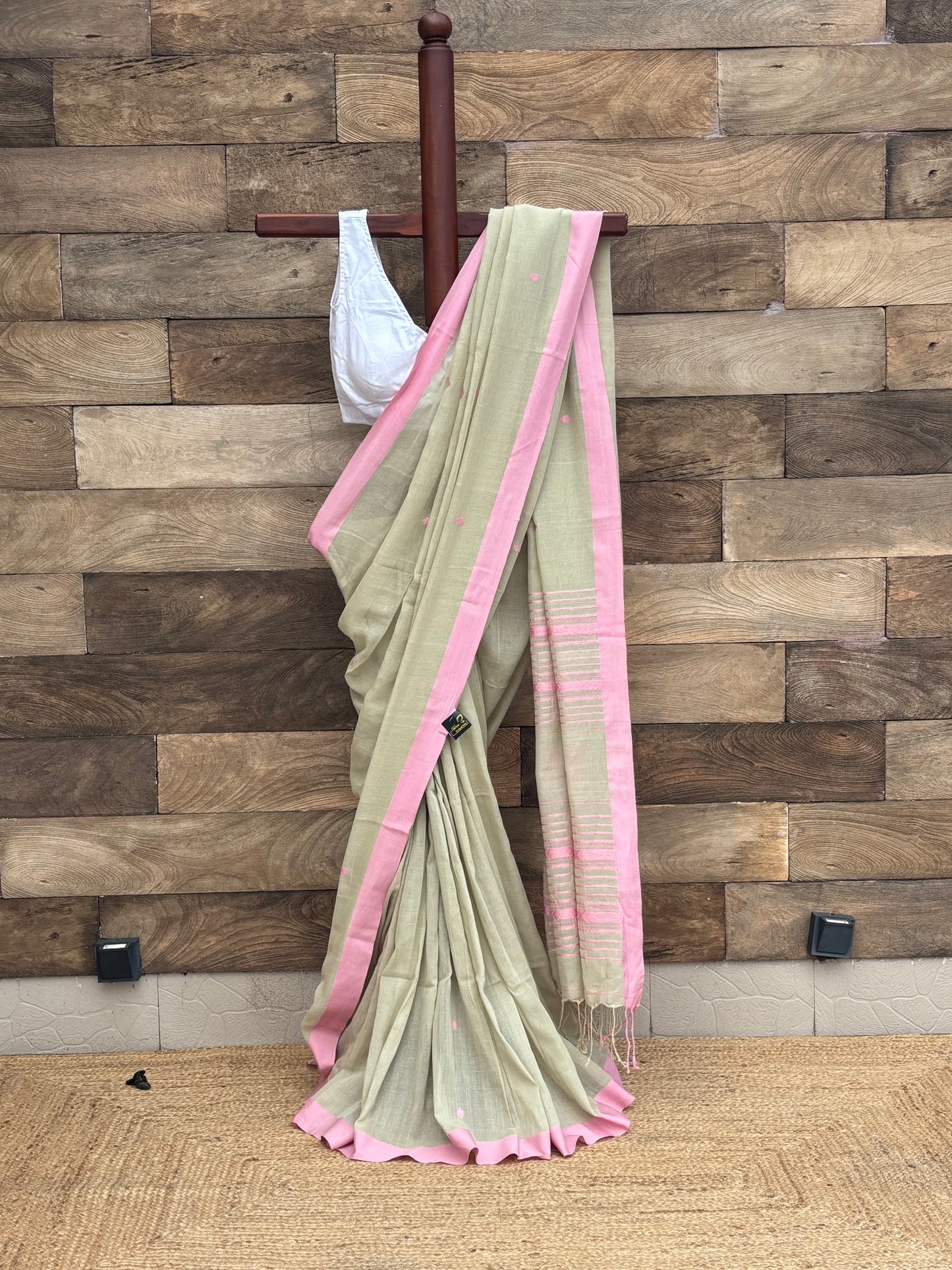 Beige Pure Cotton Saree