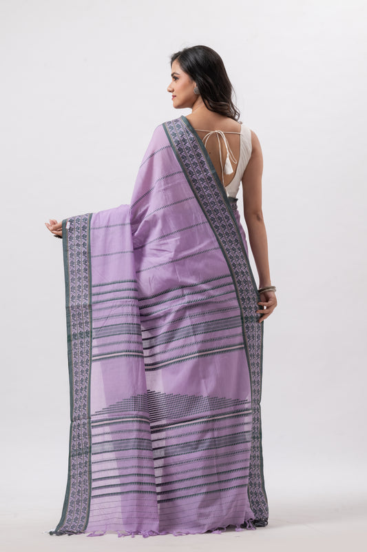 Mauve Pure Cotton Handwoven Begumpuri Saree