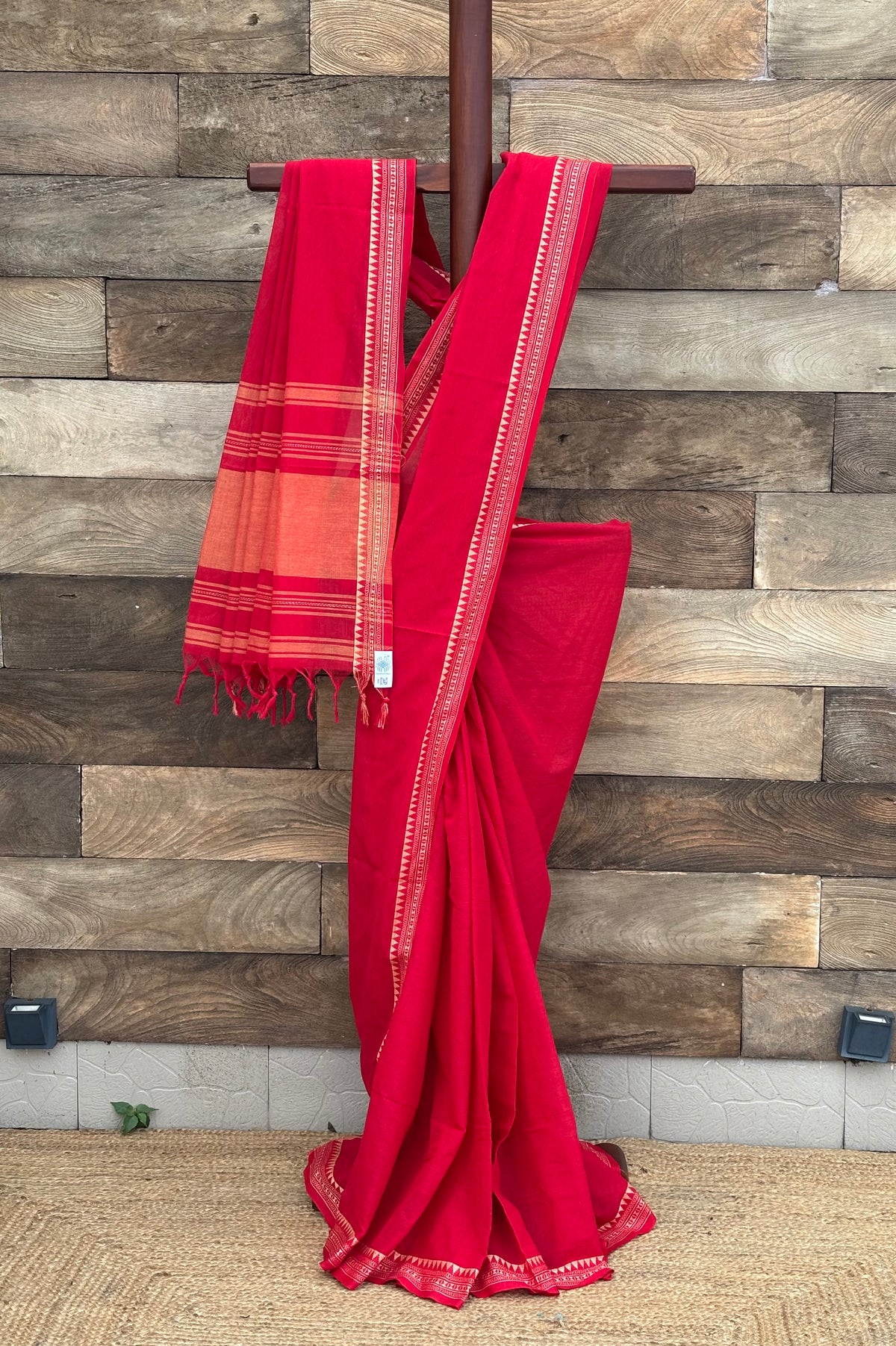 Vermillion Red Dhonekhali Saree
