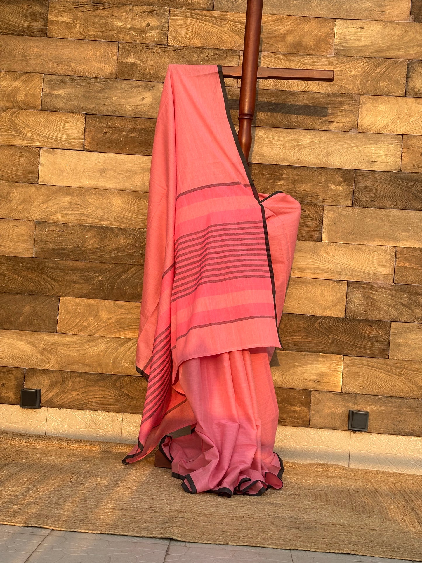 baby pink pure handwoven cotton saree