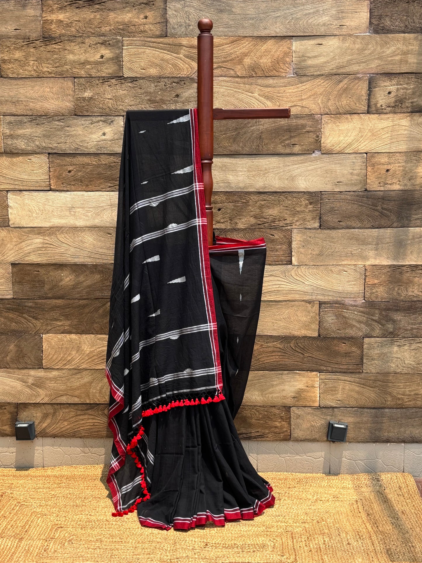 black soft jamdani cotton saree