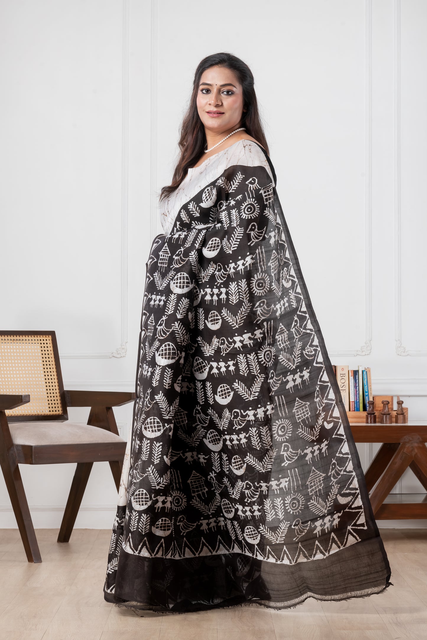 black & white pure murshidabad silk saree