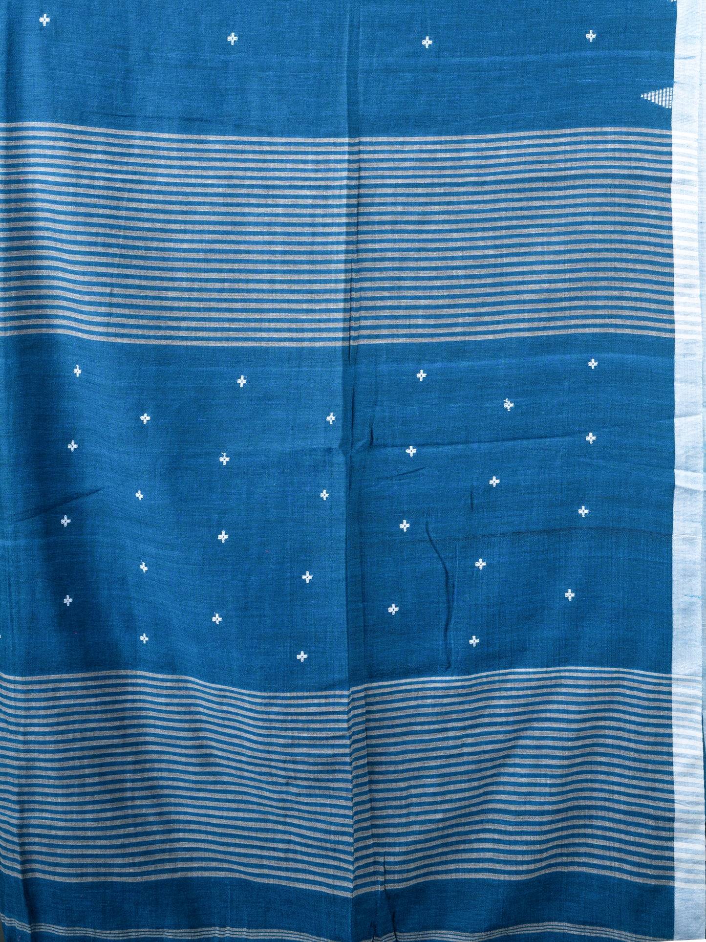 blue lagoon jamdani pure cotton saree fresh handwoven