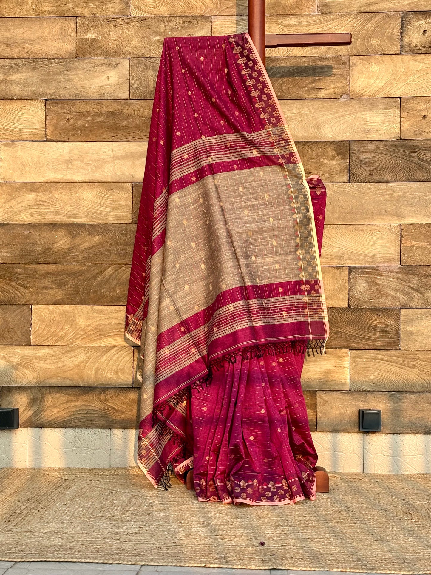 Maroon - Soft Cotton Saree