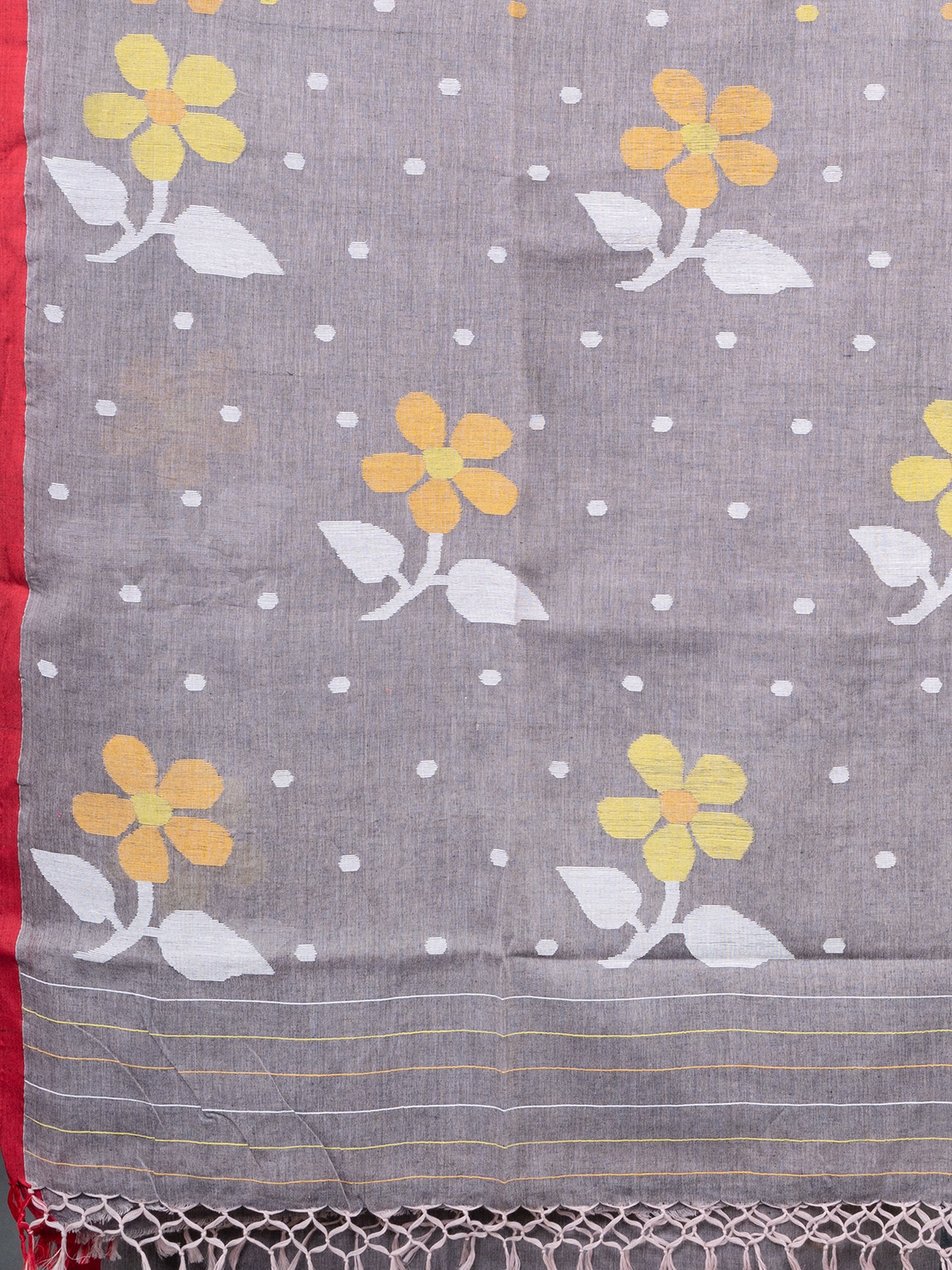 floral jamdani saree pure cotton handwoven