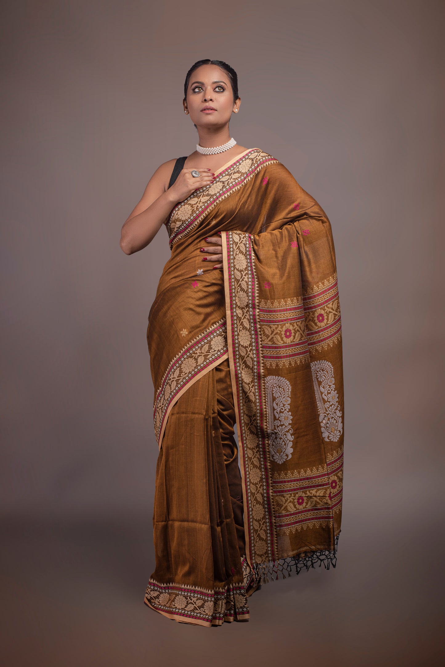 Bronze Breze Mercerised Cotton Saree