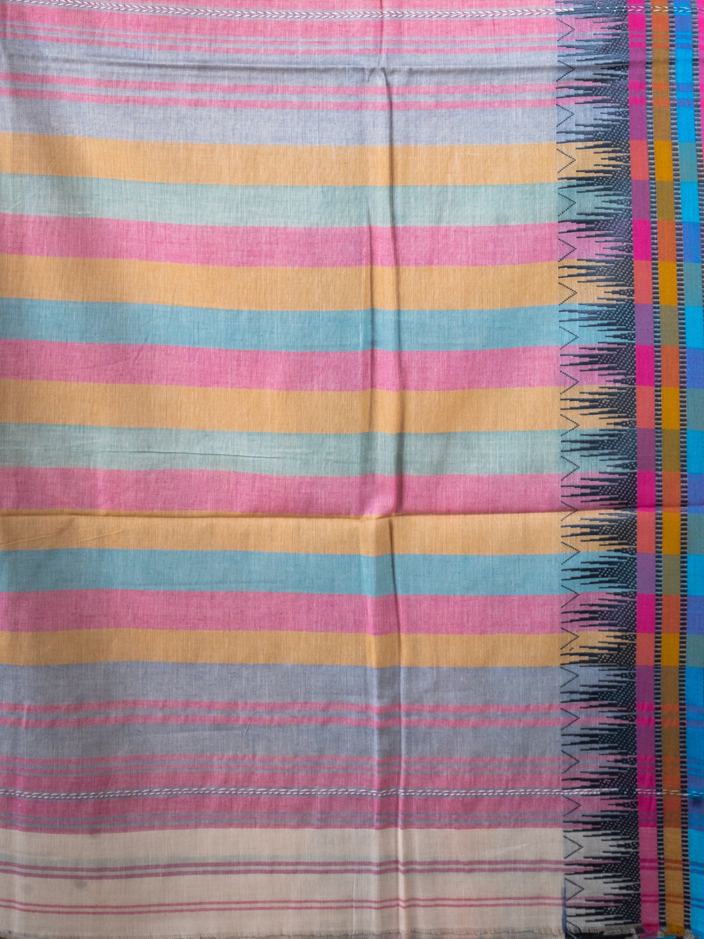 Rainbow Dhonekhali pure cotton saree multicolored vibrant