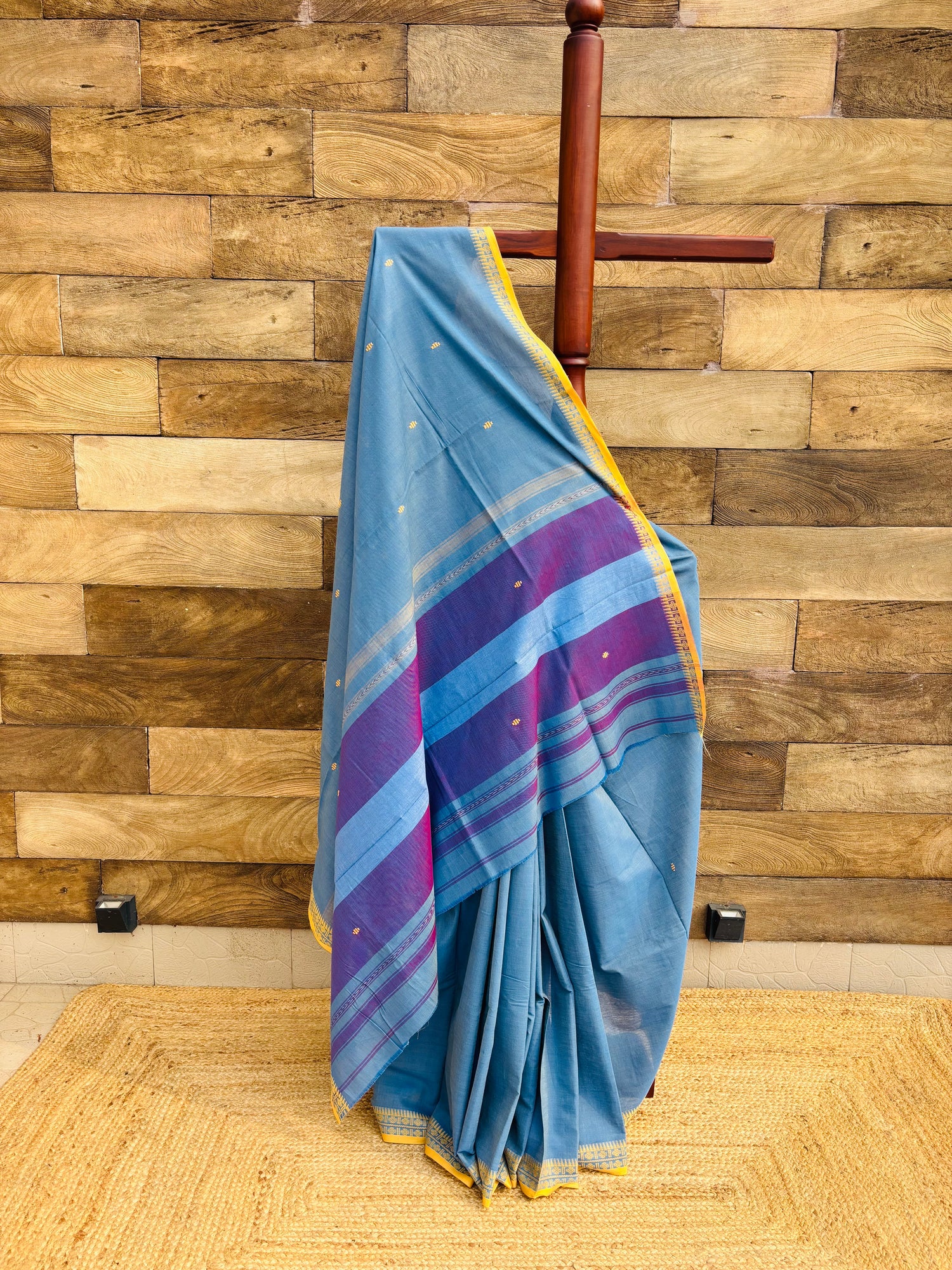 Blue Dhanekhali Cotton Saree