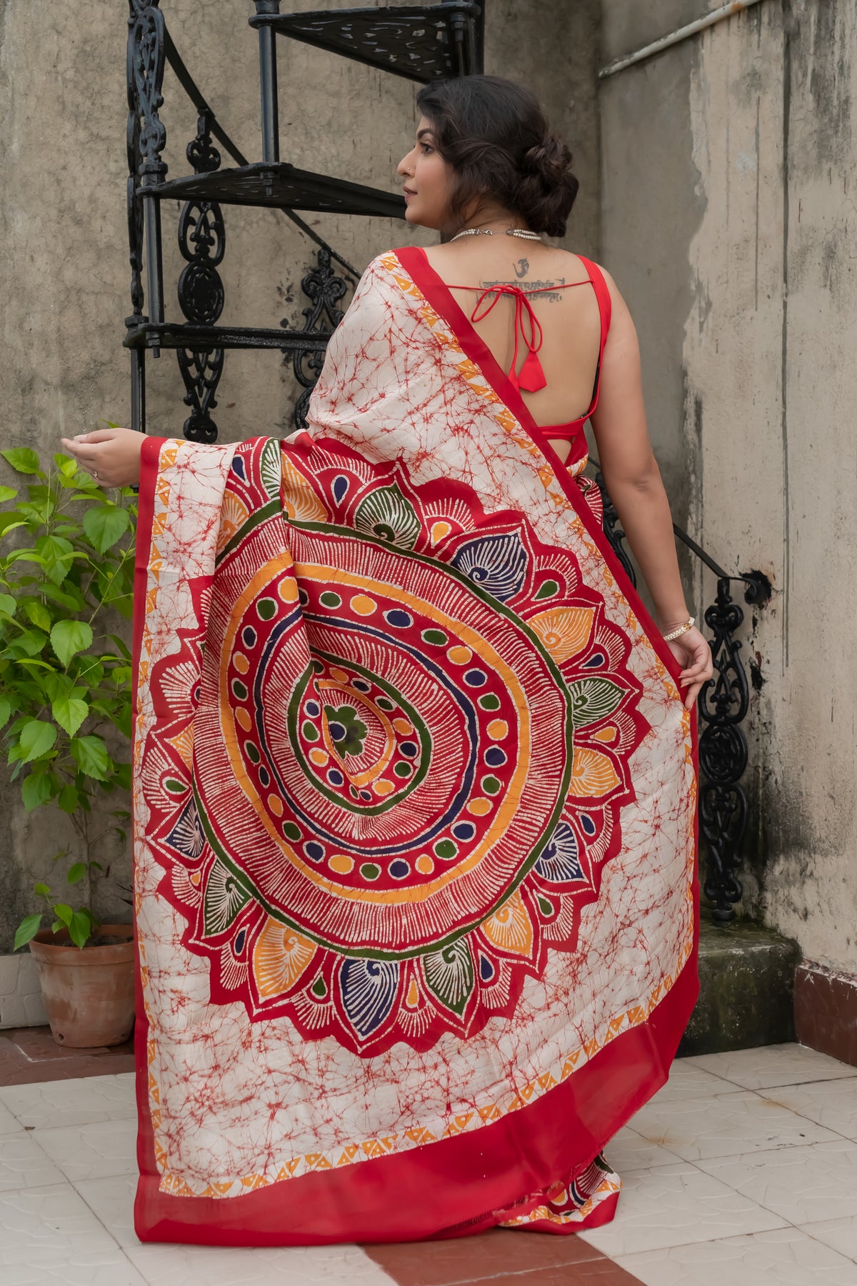 Sada Lal Pure Silk Batik Printed Saree