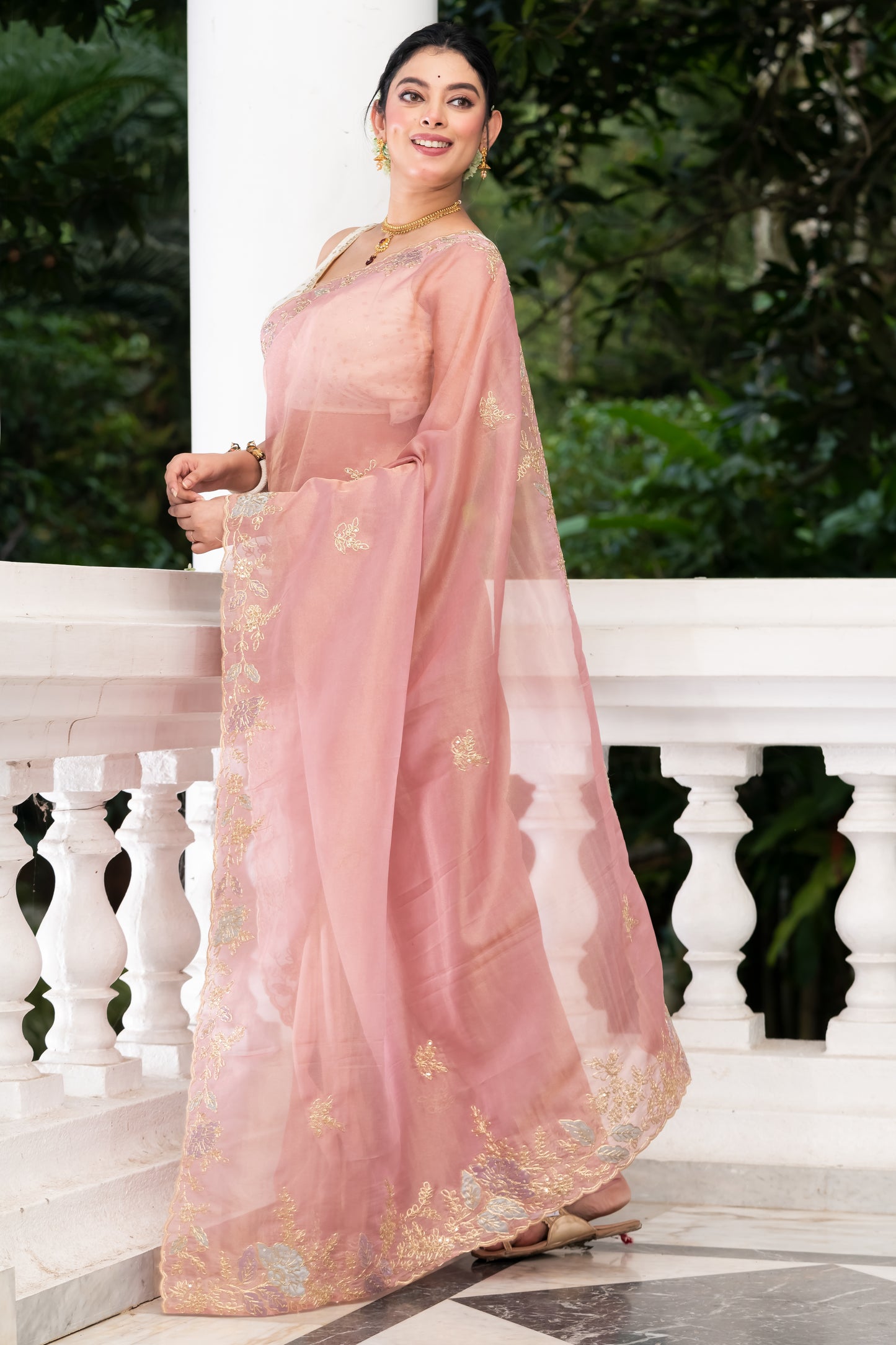 Pakhna tissue hand embroidery saree