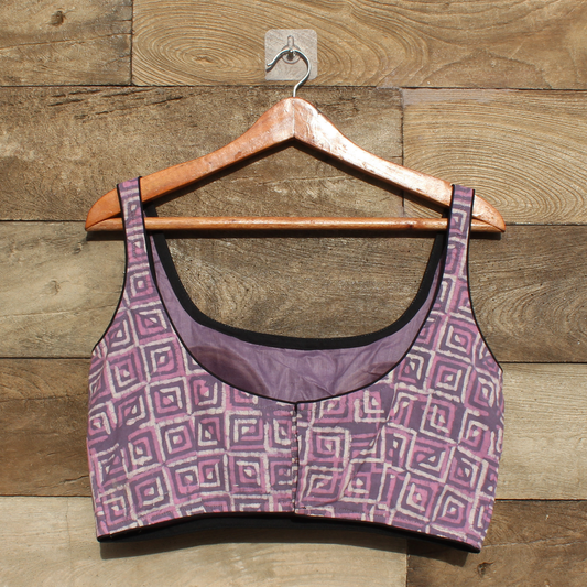 Mauve  Ajrakh Handblock printed Blouse