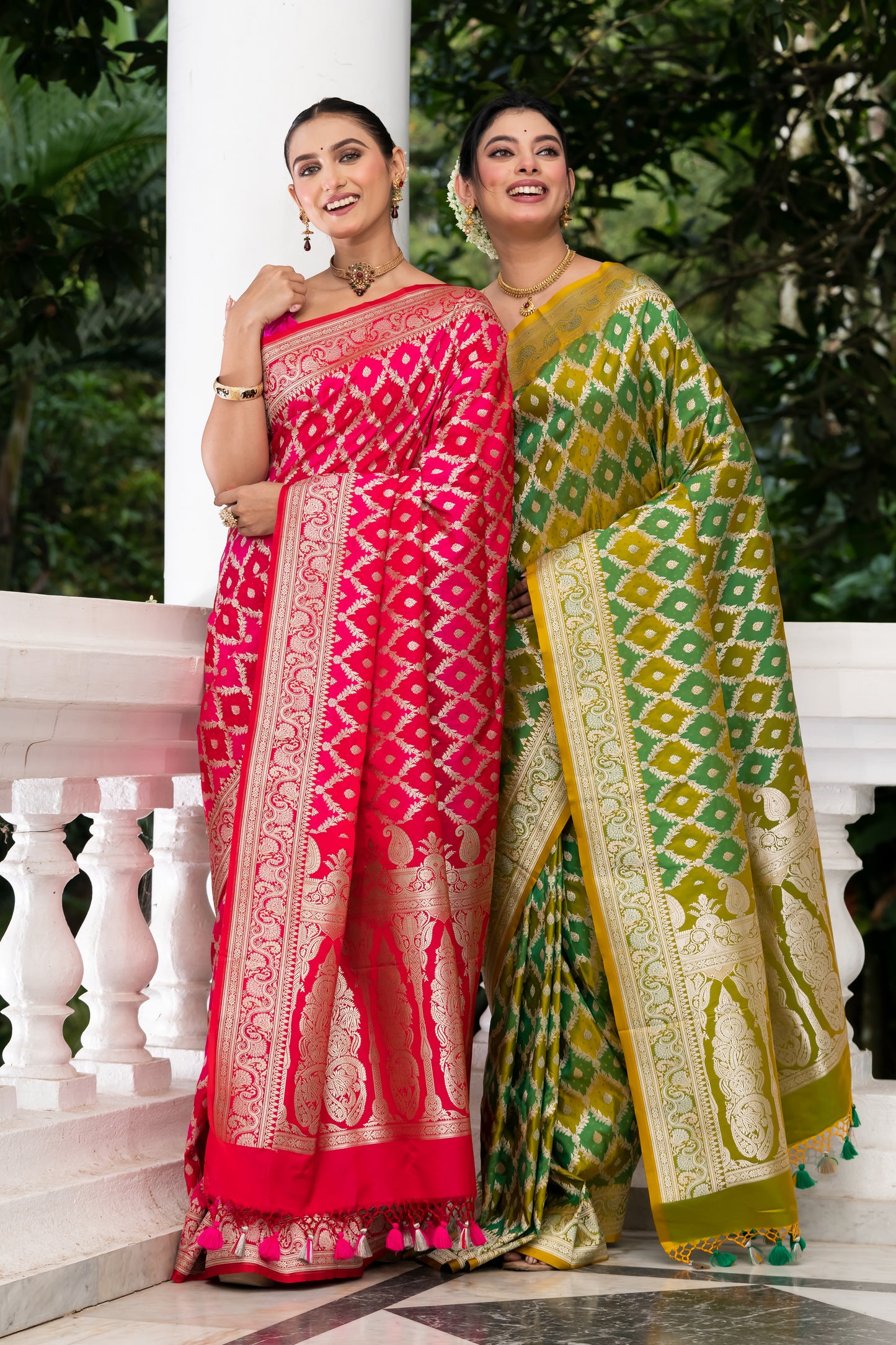 Pakhna Hot Pink Semi Mashru Saree
